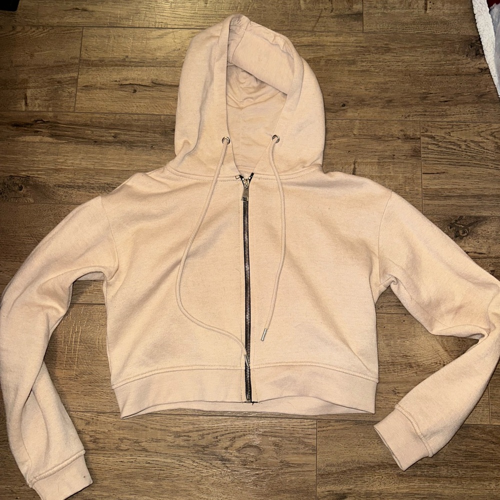 Cropped nude zip up